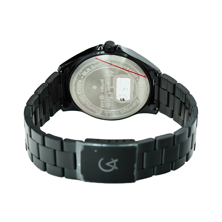 Jam Tangan Alexandre Christie Primo Steel AC 1026 MDBIPBA Men Black Dial Black Stainless Steel Strap