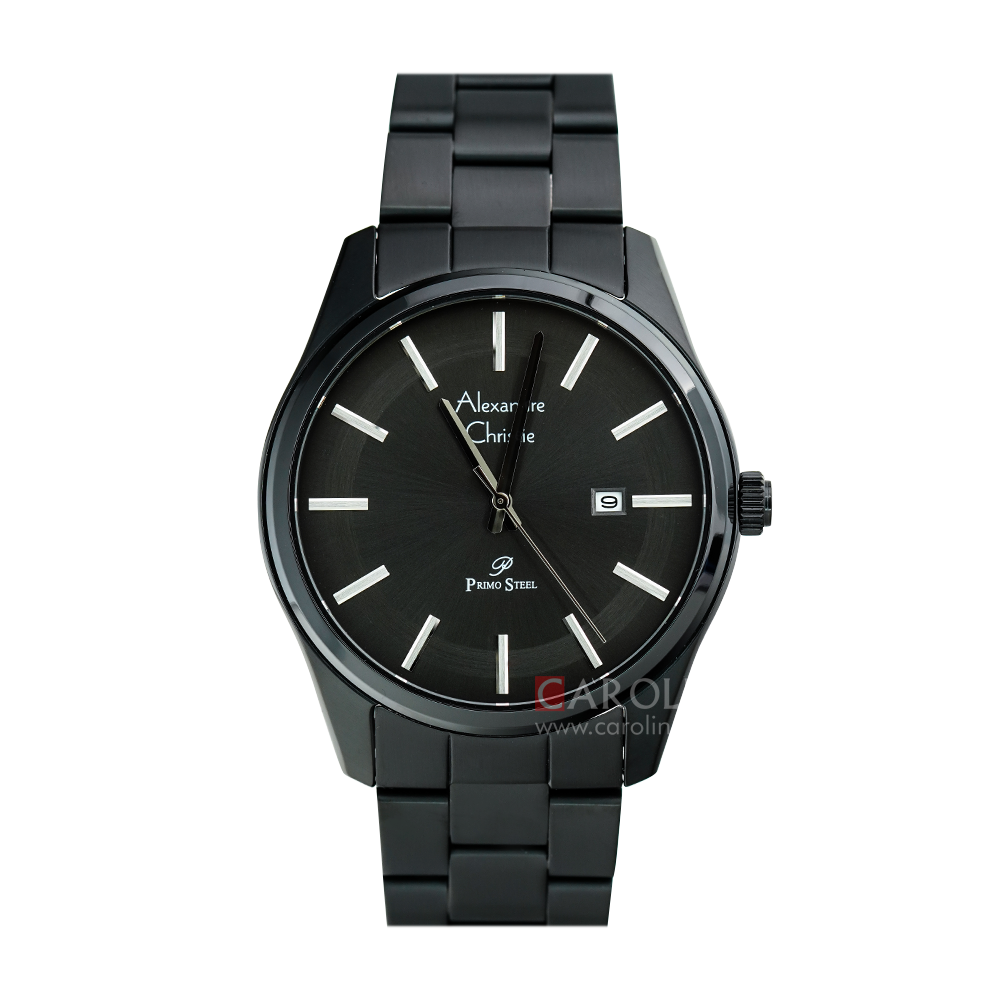 Jam Tangan Alexandre Christie AC 1027 MDBIPBA Men Black Dial Black Stainless Steel Strap
