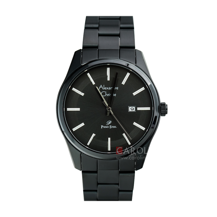 Jam Tangan Alexandre Christie AC 1027 MDBIPBA Men Black Dial Black Stainless Steel Strap