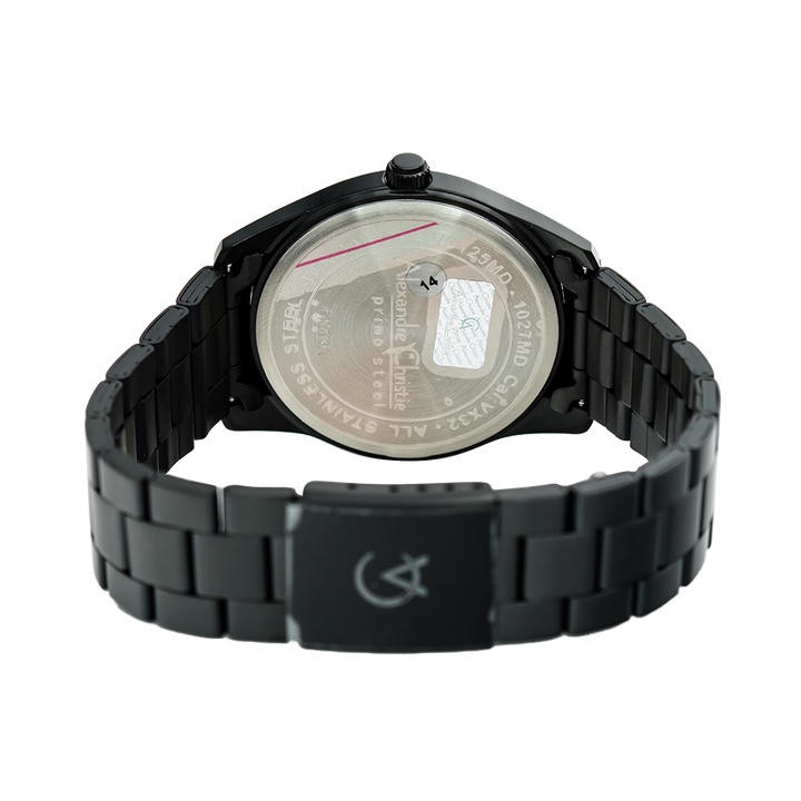 Jam Tangan Alexandre Christie AC 1027 MDBIPBA Men Black Dial Black Stainless Steel Strap