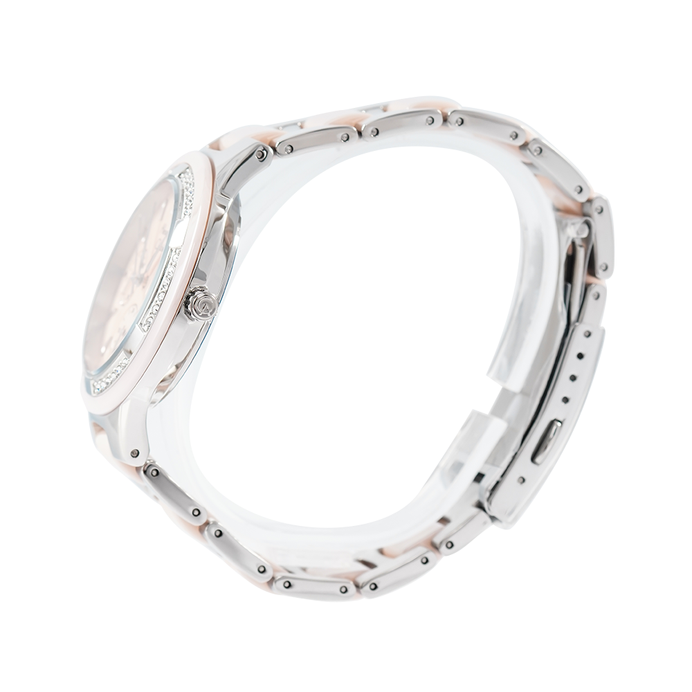 Jam Tangan Alexandre Christie Classic AC 2299 BFBSSLN Women Pink Dial Dual Tone Stainless Steel Strap