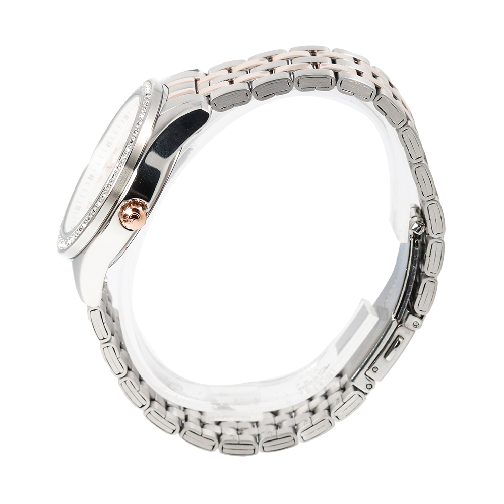 Jam Tangan Alexandre Christie AC 2496 BFBTRSL Women Silver Dial Dual Tone Stainless Steel Strap