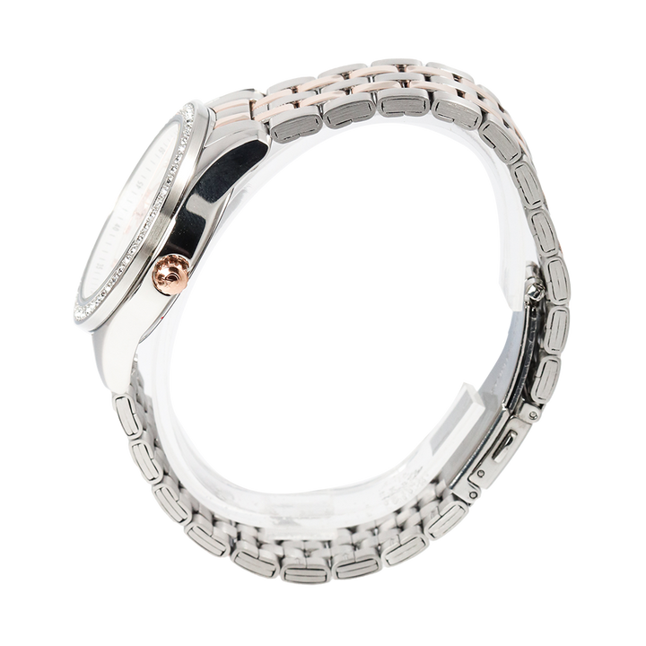 Jam Tangan Alexandre Christie AC 2496 BFBTRSL Women Silver Dial Dual Tone Stainless Steel Strap