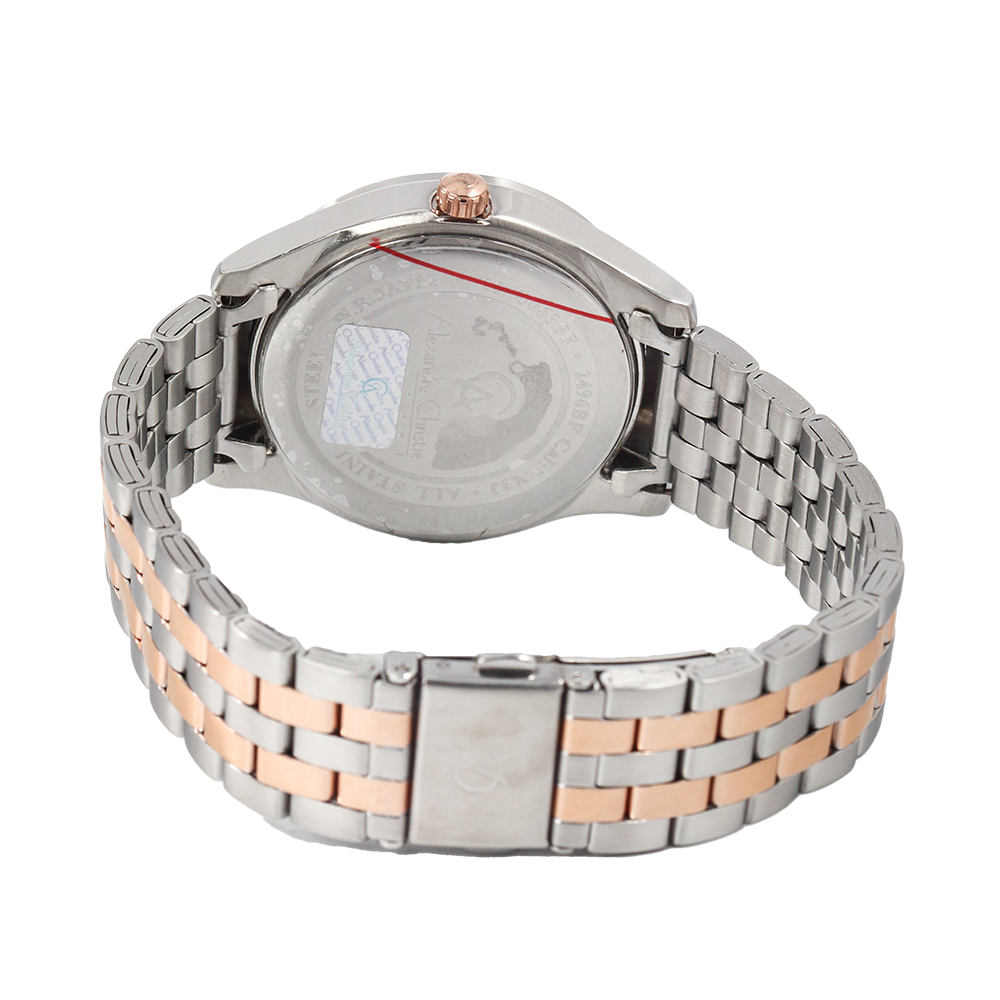 Jam Tangan Alexandre Christie AC 2496 BFBTRSL Women Silver Dial Dual Tone Stainless Steel Strap