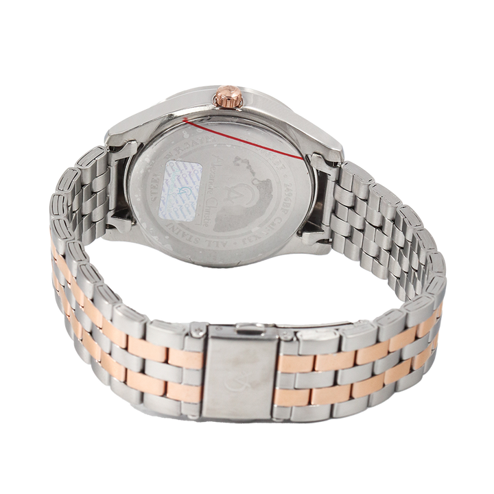 Jam Tangan Alexandre Christie AC 2496 BFBTRSL Women Silver Dial Dual Tone Stainless Steel Strap