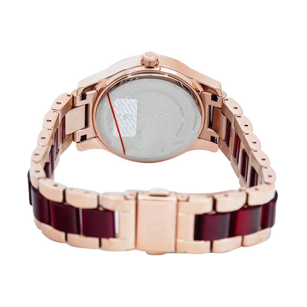 Jam Tangan Alexandre Christie AC 2932 BFBRGRE Women Red Dial Dual Tone Stainless Steel Strap