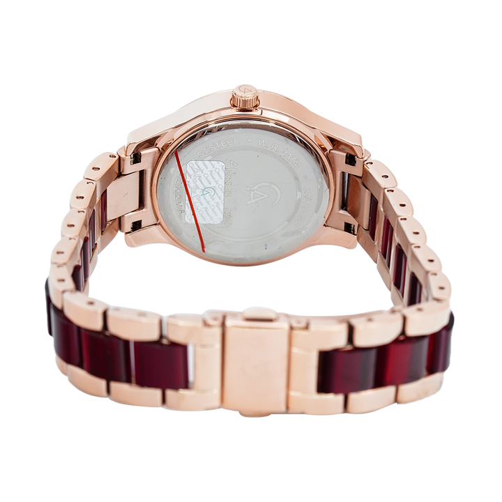 Jam Tangan Alexandre Christie AC 2932 BFBRGRE Women Red Dial Dual Tone Stainless Steel Strap