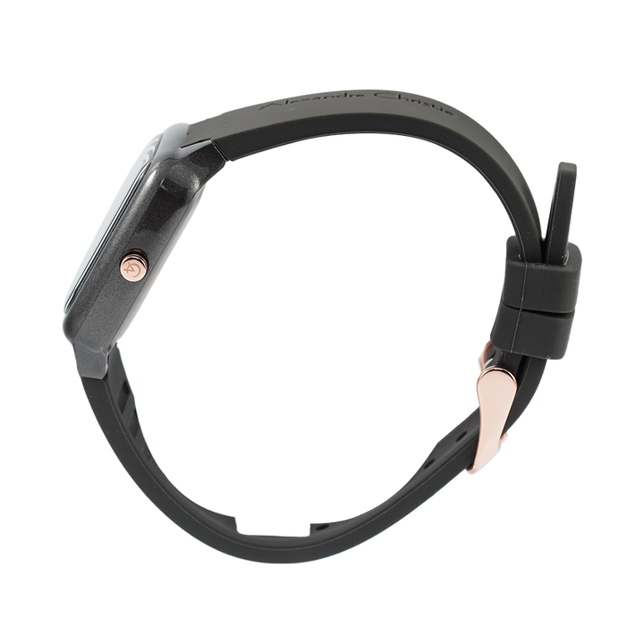 Jam Tangan Alexandre Christie Passion AC 2A08 LHRRGBA Women Black Dial Black Rubber Strap