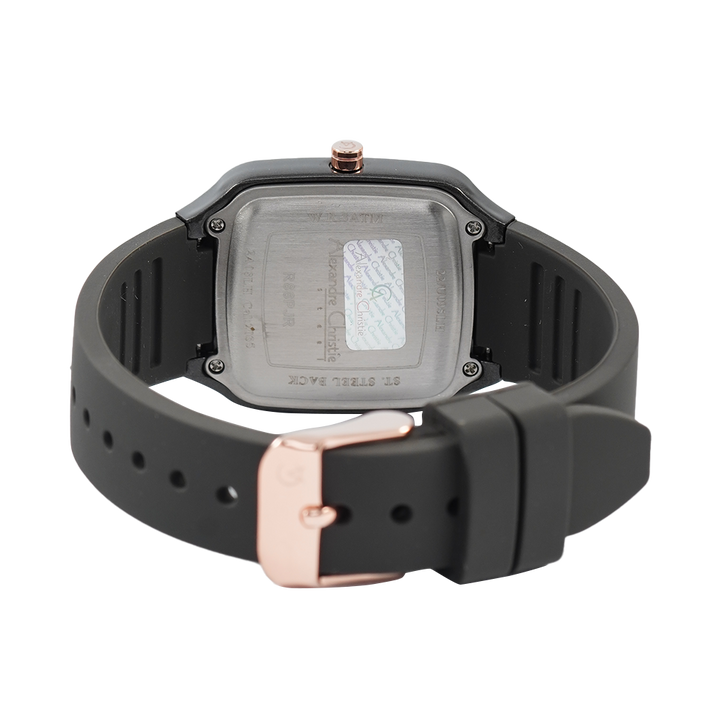 Jam Tangan Alexandre Christie Passion AC 2A08 LHRRGBA Women Black Dial Black Rubber Strap