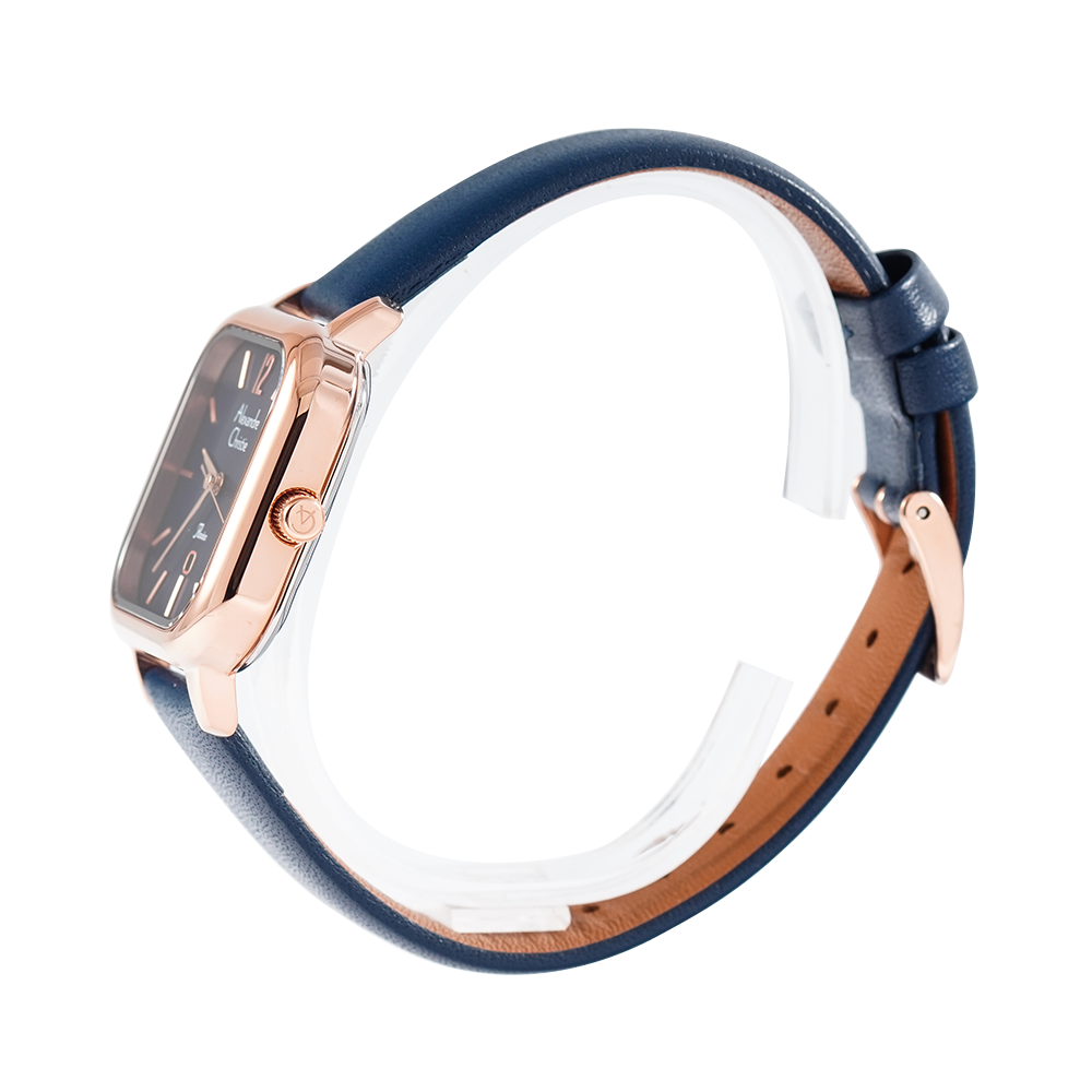 Jam Tangan Alexandre Christie AC 2A13 LDLRGBU Women Blue Dial Blue Leather Strap