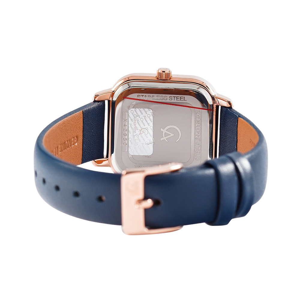 Jam Tangan Alexandre Christie AC 2A13 LDLRGBU Women Blue Dial Blue Leather Strap