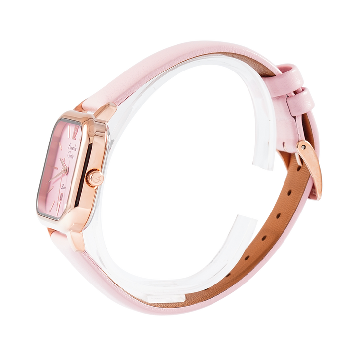 Jam Tangan Alexandre Christie Passion AC 2A13 LDLRGPN Women Pink Dial Pink Leather Strap