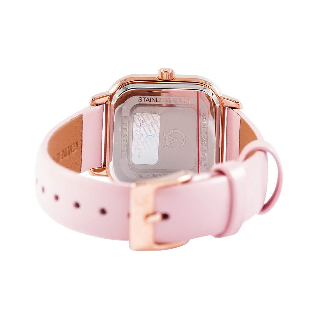 Jam Tangan Alexandre Christie Passion AC 2A13 LDLRGPN Women Pink Dial Pink Leather Strap