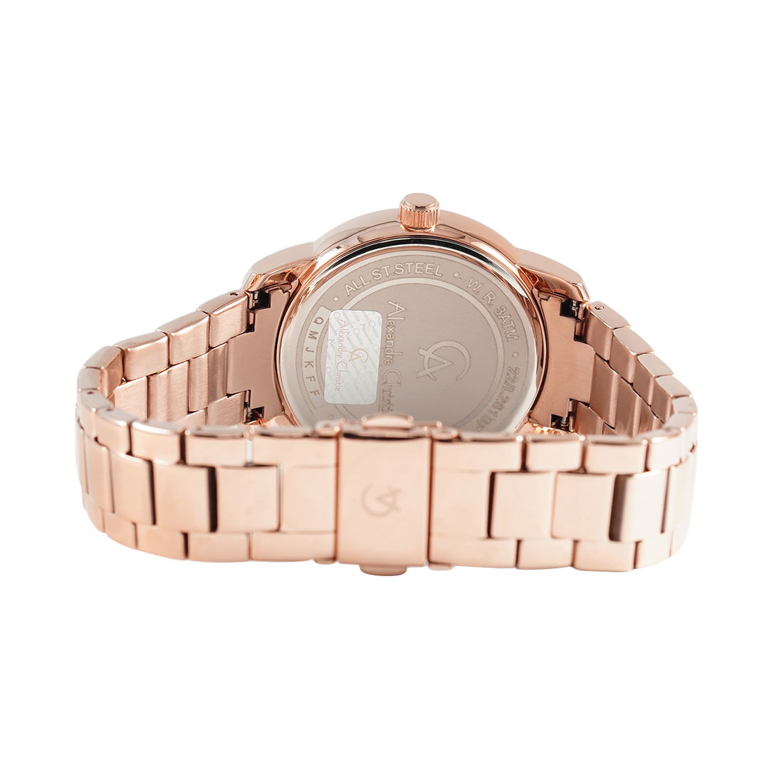 Jam Tangan Alexandre Christie AC 2A34 BFBRGGR Women Grey Dial Rose Gold Stainless Steel Strap