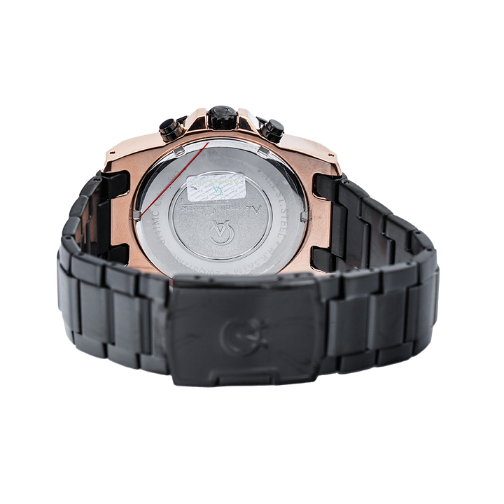 Jam Tangan Alexandre Christie Chronograph AC 6141 MCBBRBA Men Black Dial Black Stainless Steel Strap