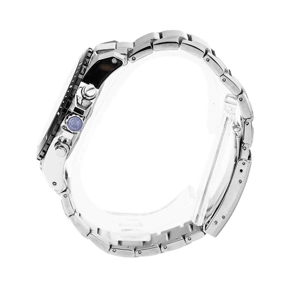 Jam Tangan Alexandre Christie Chronograph AC 6141 MCBTBBA Men Black Dial Stainless Steel Strap