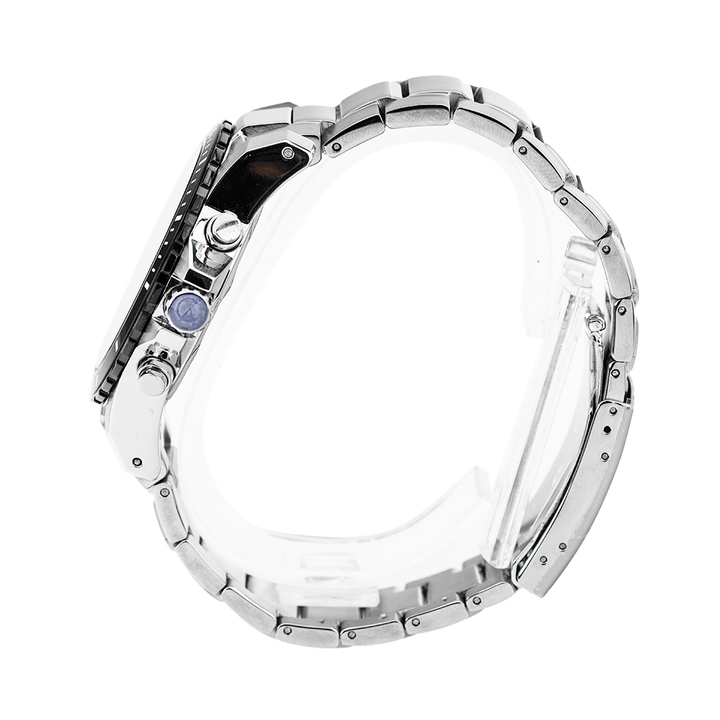 Jam Tangan Alexandre Christie Chronograph AC 6141 MCBTBBA Men Black Dial Stainless Steel Strap