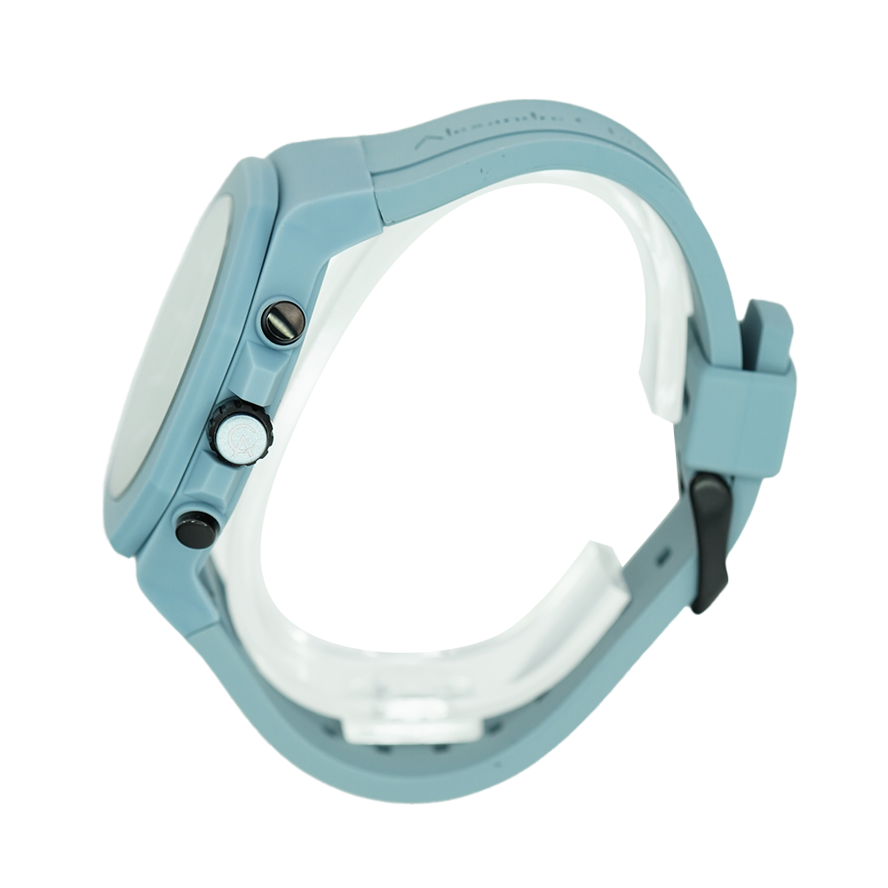 Jam Tangan Alexandre Christie Sport AC 6590 MCRIPBAGR Men Chronograph Black Dial Light Slate Grey Rubber Strap