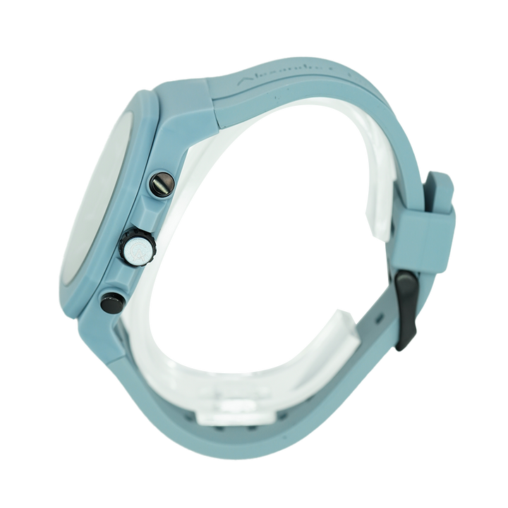 Jam Tangan Alexandre Christie Sport AC 6590 MCRIPBAGR Men Chronograph Black Dial Light Slate Grey Rubber Strap