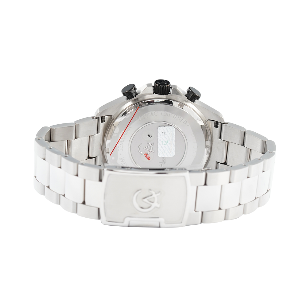 Jam Tangan Alexandre Christie Chronograph AC 6630 MCBTBBA Men Black Dial Stainless Steel Strap