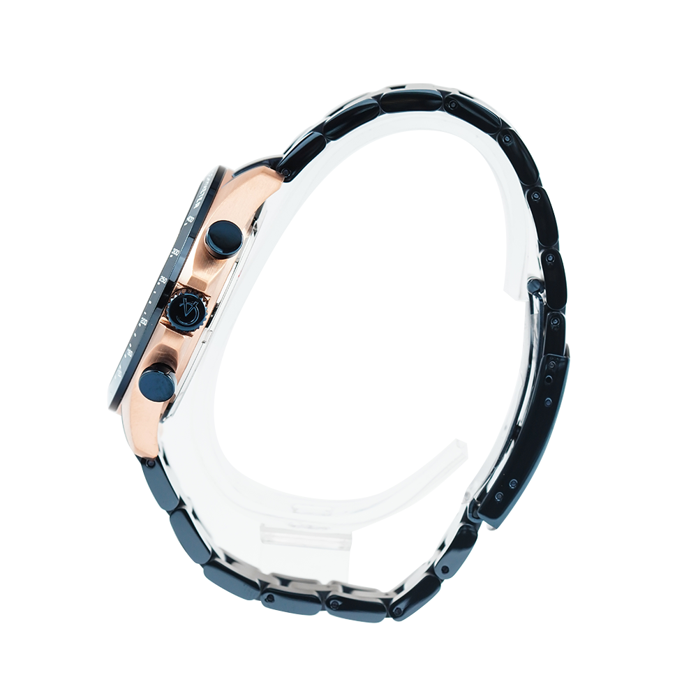 Jam Tangan Alexandre Christie Chronograph AC 6630 MCBURBA Men Black Dial Blue Stainless Steel Strap