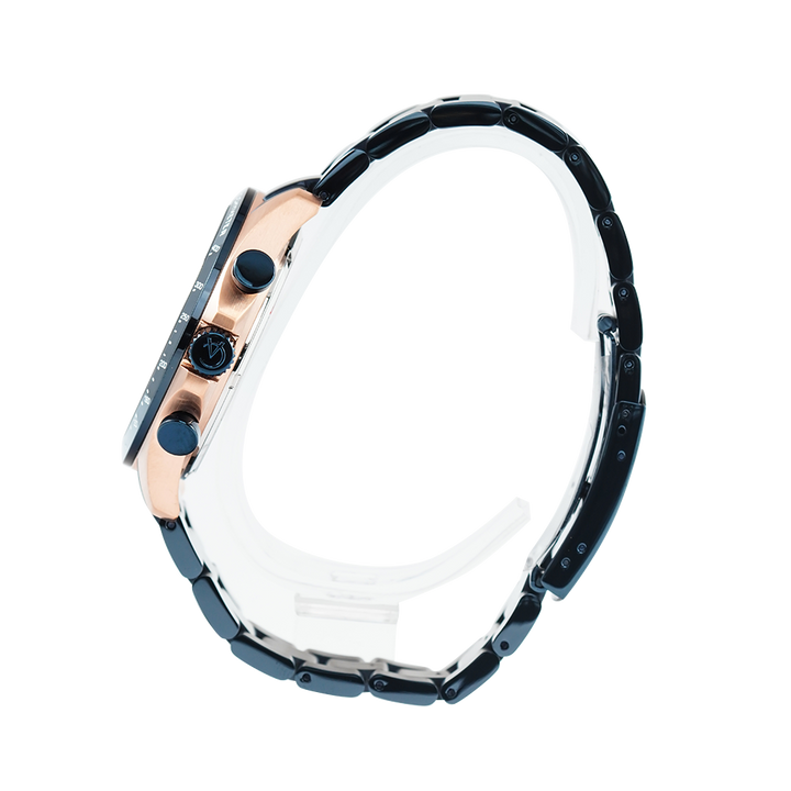 Jam Tangan Alexandre Christie Chronograph AC 6630 MCBURBA Men Black Dial Blue Stainless Steel Strap