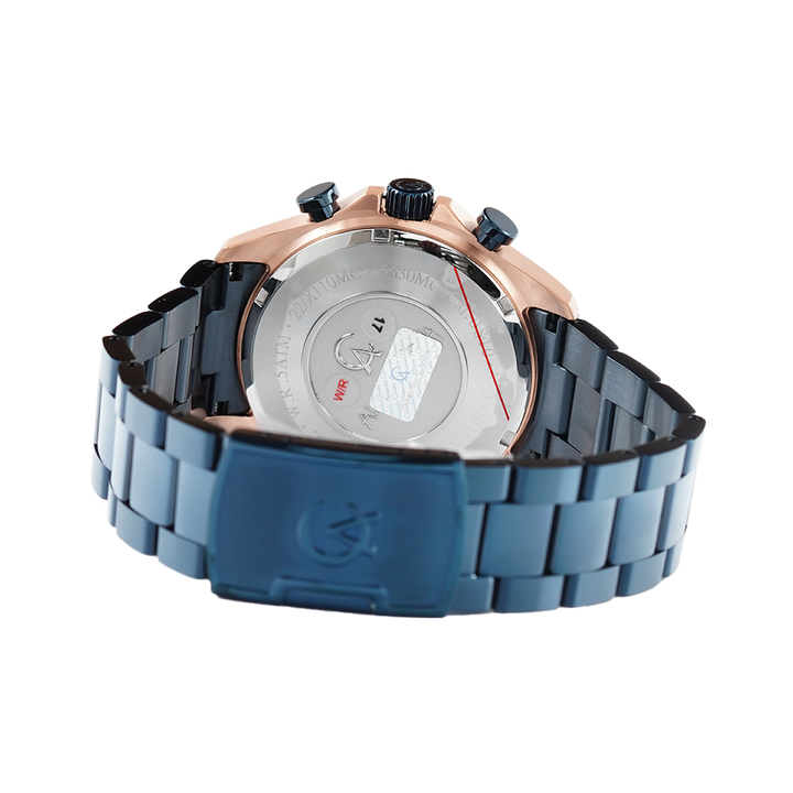 Jam Tangan Alexandre Christie Chronograph AC 6630 MCBURBA Men Black Dial Blue Stainless Steel Strap