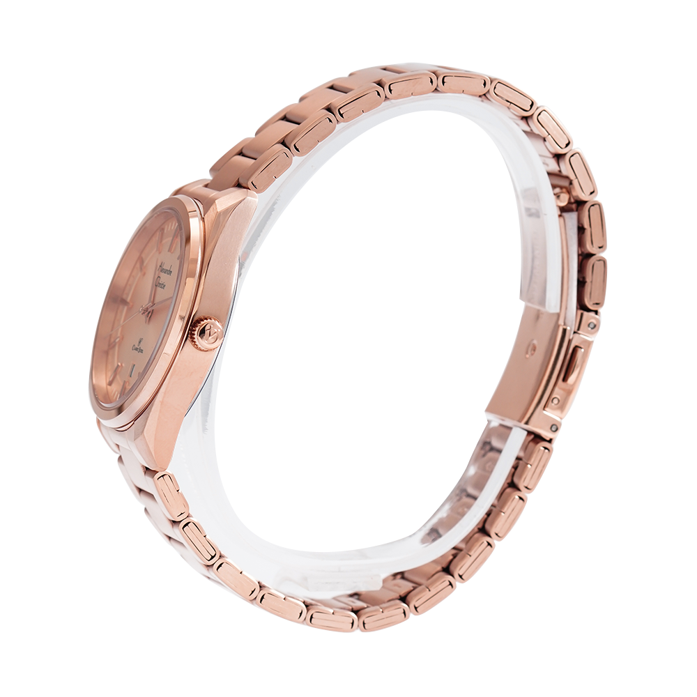 Jam Tangan Alexandre Christie AC 8654 LDBRGLN Rose Gold Dial Rose Gold Stainless Steel Strap
