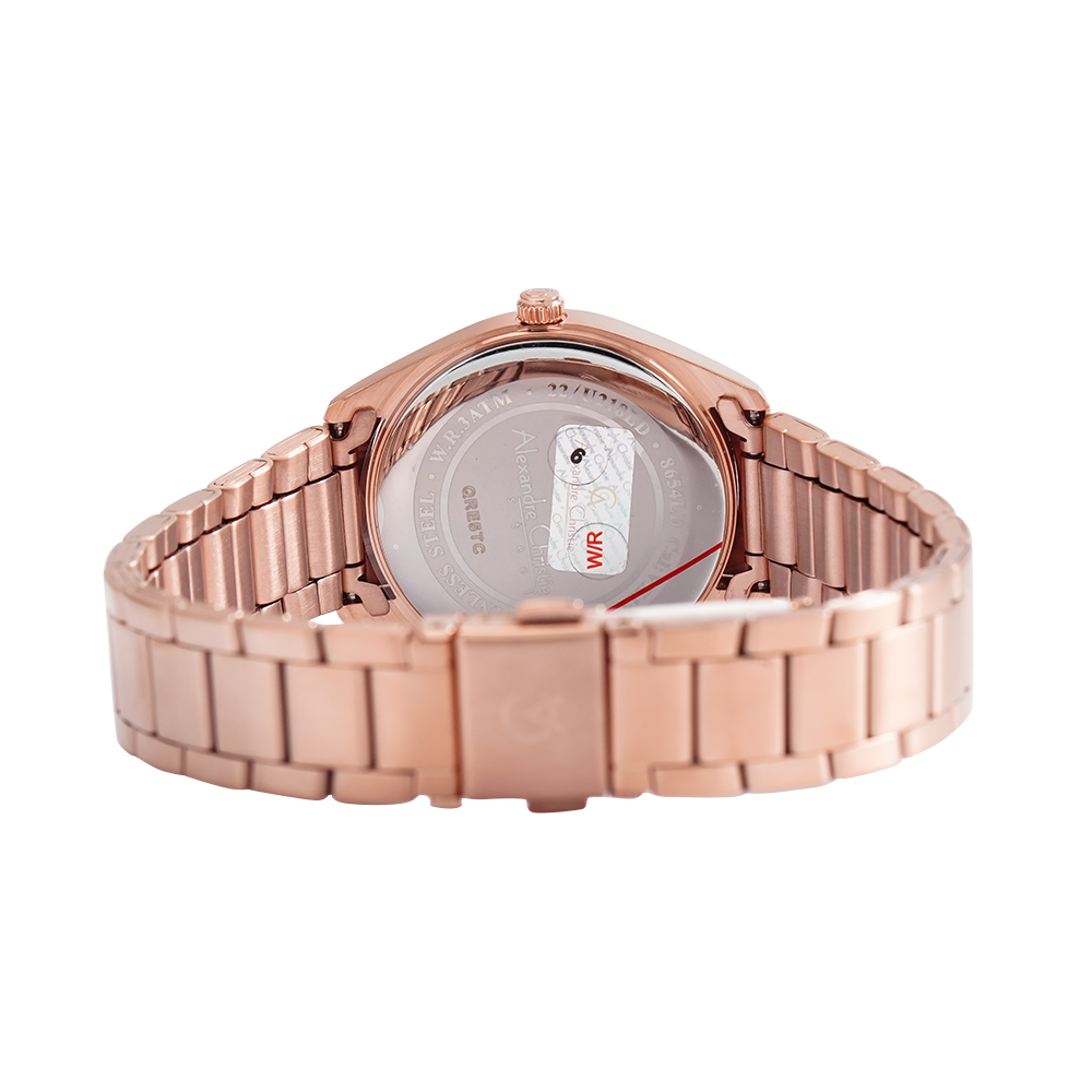 Jam Tangan Alexandre Christie AC 8654 LDBRGLN Rose Gold Dial Rose Gold Stainless Steel Strap