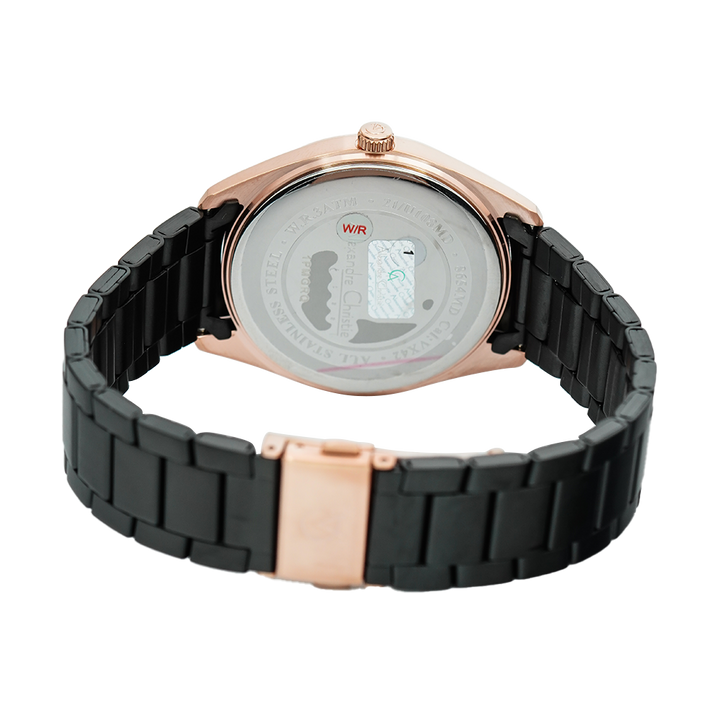 Jam Tangan Alexandre Christie AC 8654 MDBBRBA Men Black Dial Black Stainless Steel Strap