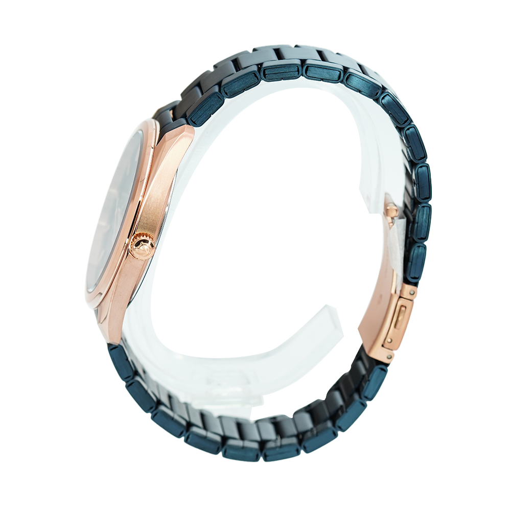 Jam Tangan Alexandre Christie AC 8654 MDBURBU Men Black Dial Blue Stainless Steel Strap