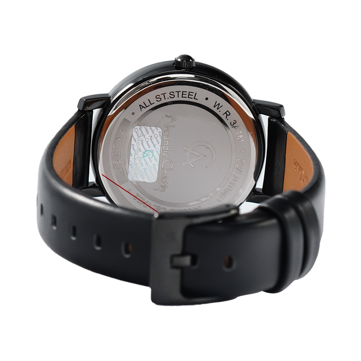 Jam Tangan Alexandre Christie AC 8666 M/LDLIPBA Couple Black Dial Black Leather Strap