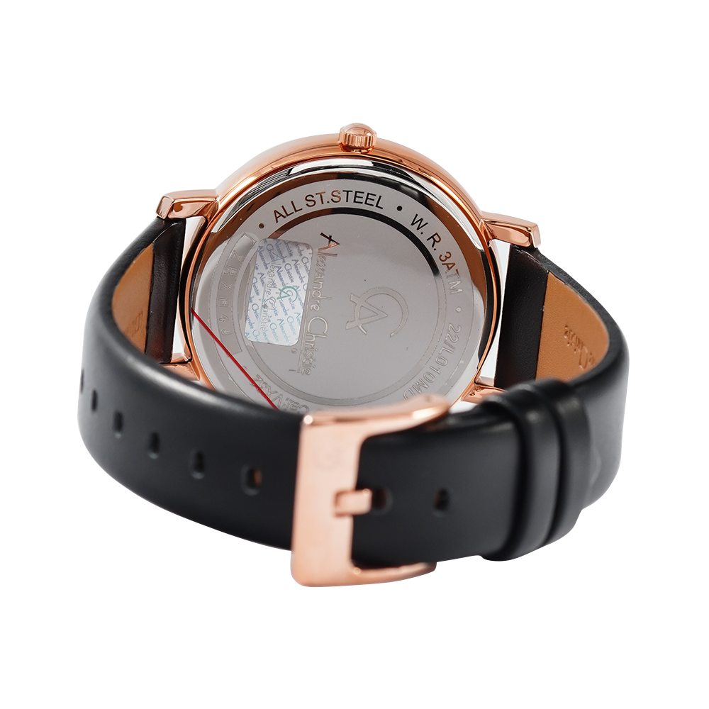 Jam Tangan Alexandre Christie AC 8666 M/LDLRGBA Couple Black Dial Black Leather Strap