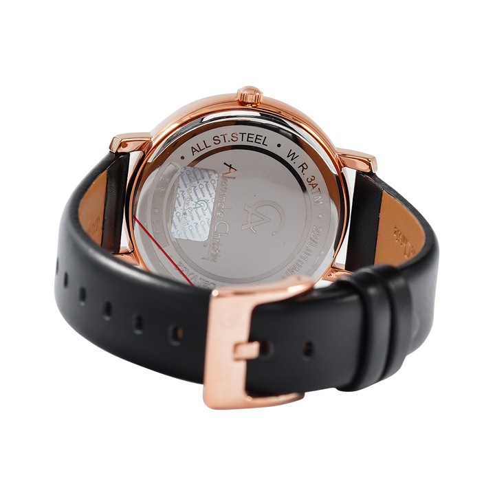 Jam Tangan Alexandre Christie AC 8666 M/LDLRGBA Couple Black Dial Black Leather Strap