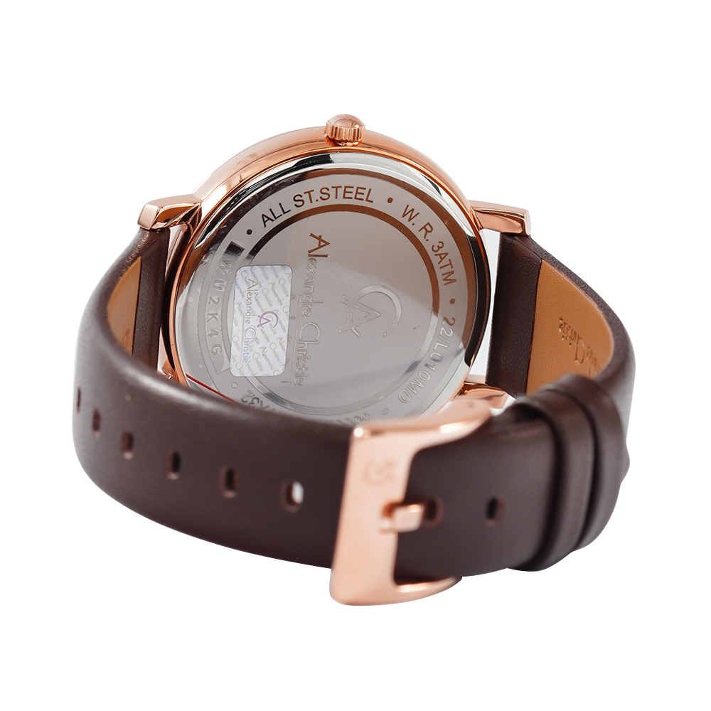 Jam Tangan Alexandre Christie AC 8666 M/LDLRGBO Couple Brown Dial Brown Leather Strap