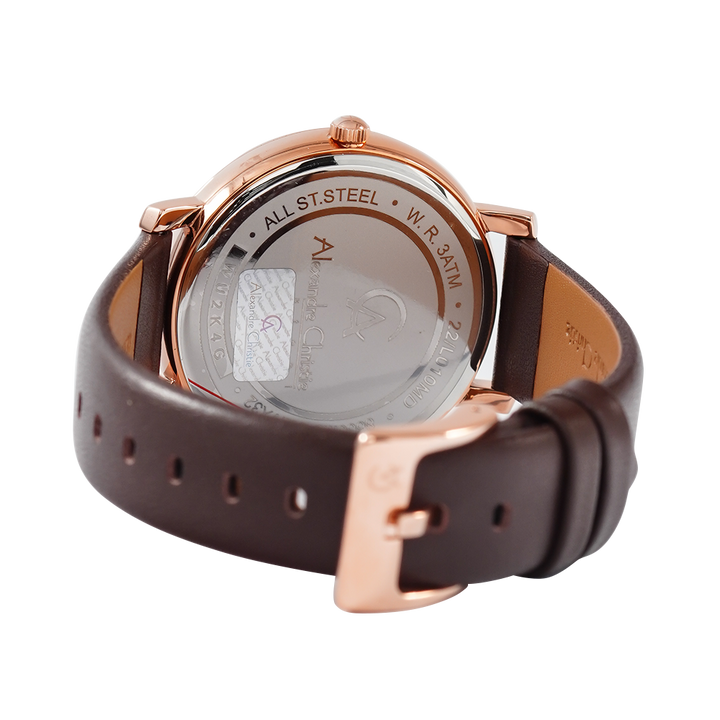 Jam Tangan Alexandre Christie AC 8666 M/LDLRGBO Couple Brown Dial Brown Leather Strap