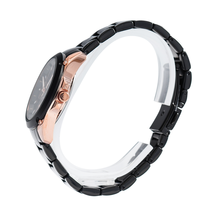 Jam Tangan Alexandre Christie AC 8667 BFBBRBA Women Black Dial Black Stainless Steel Strap