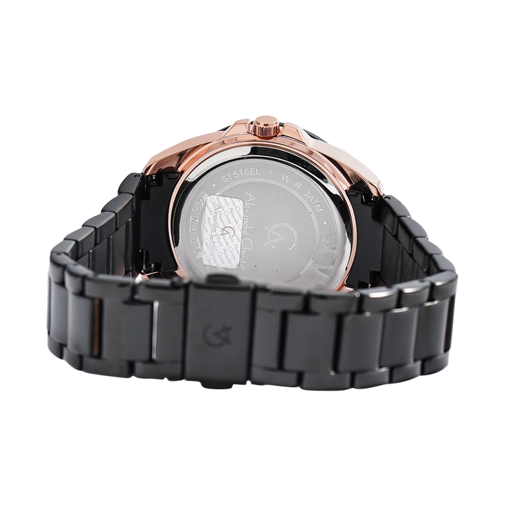 Jam Tangan Alexandre Christie AC 8667 BFBBRBA Women Black Dial Black Stainless Steel Strap