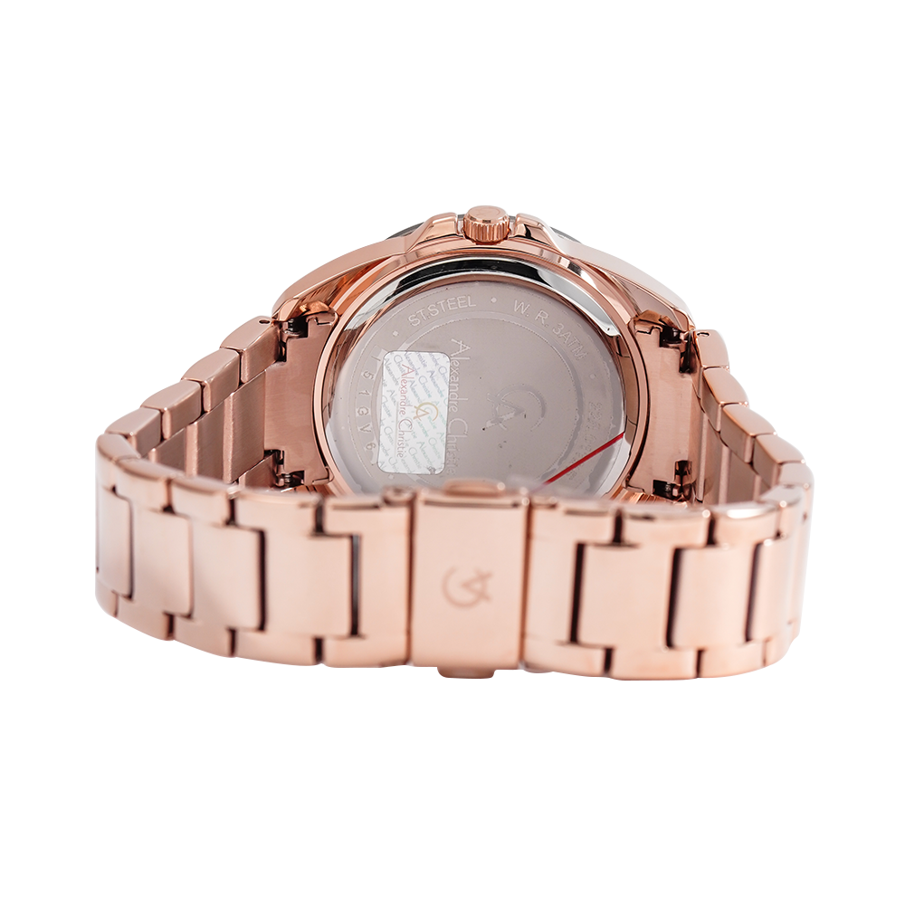Jam Tangan Alexandre Christie AC 8667 BFBRGGR Women Grey Dial Rose Gold Stainless Steel Strap