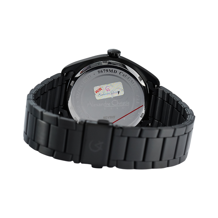 Jam Tangan Alexandre Christie Classic Steel AC 8679 MDBIPBARG Men Black Dial Black Stainless Steel Strap