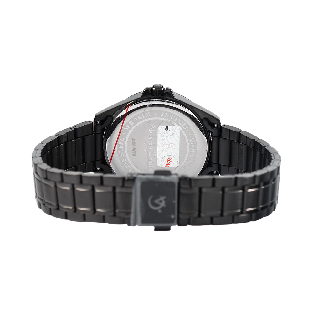 Jam Tangan Alexandre Christie Classic Steel AC 8680 LDBIPBA Women Black Dial Black Stainless Steel Strap