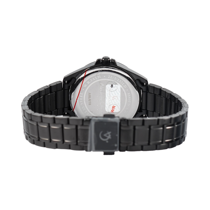 Jam Tangan Alexandre Christie Classic Steel AC 8680 LDBIPBA Women Black Dial Black Stainless Steel Strap