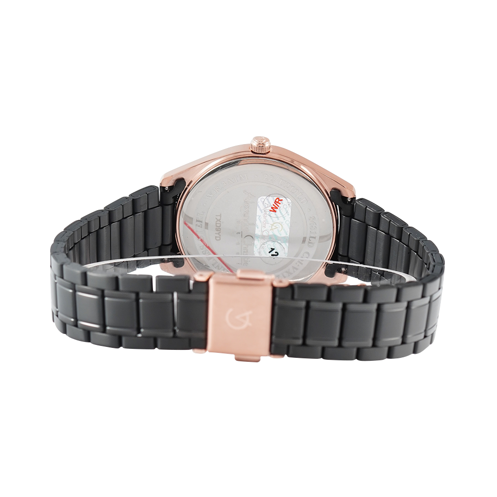 Jam Tangan Alexandre Christie Classic Steel AC 8681 LDBBRBA Women Black Dial Black Stainless Steel Strap