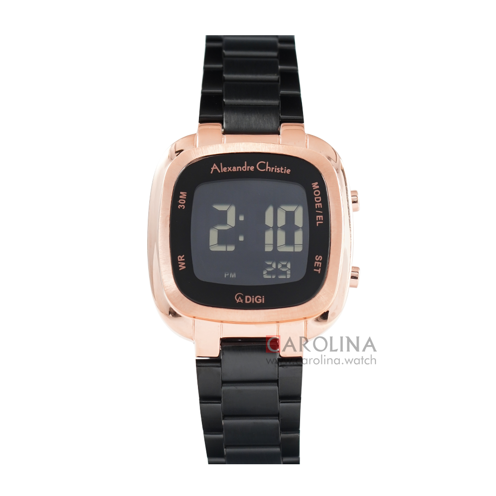 Jam Tangan Alexandre Christie Digi AC 9356 LHBBRBA Women Digital Dial Black Stainless Steel Strap