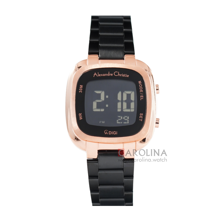 Jam Tangan Alexandre Christie Digi AC 9356 LHBBRBA Women Digital Dial Black Stainless Steel Strap