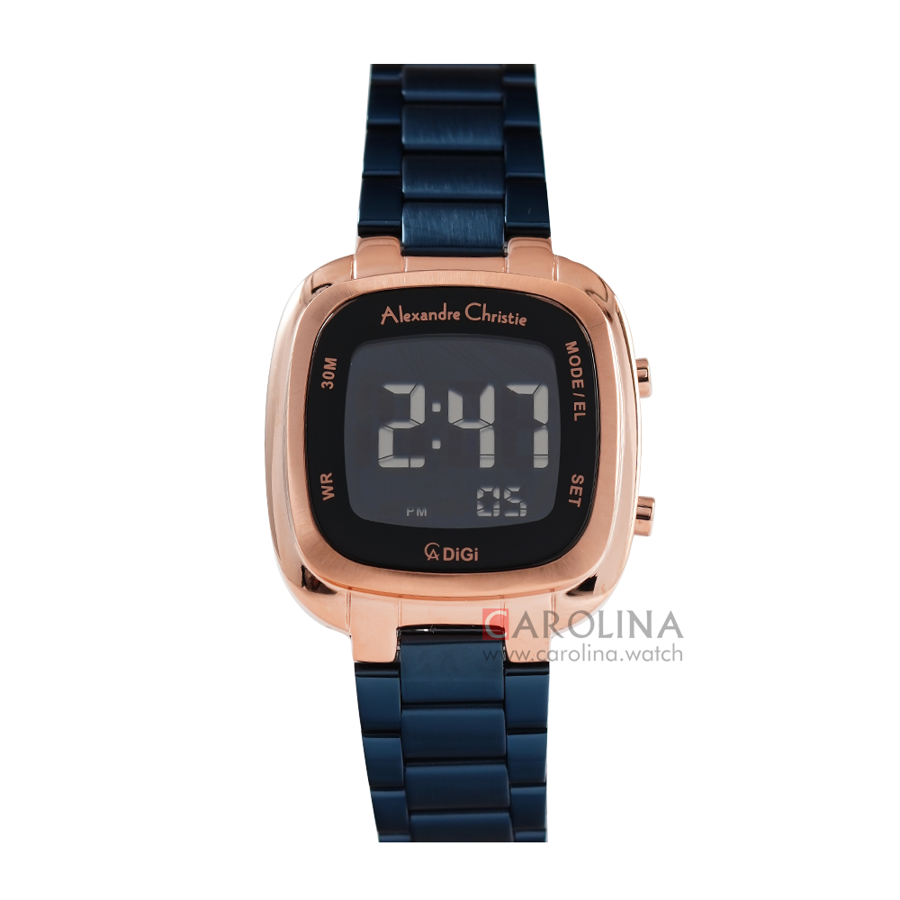 Jam Tangan Alexandre Christie Digi AC 9356 LHBURBU Women Digital Dial Blue Stainless Steel Strap