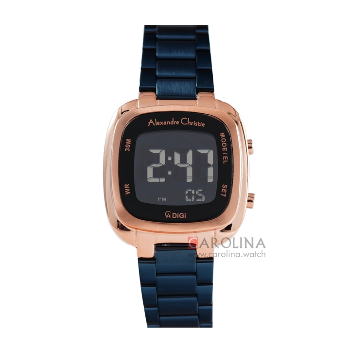 Jam Tangan Alexandre Christie Digi AC 9356 LHBURBU Women Digital Dial Blue Stainless Steel Strap