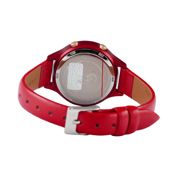 Jam Tangan Alexandre Christie DIGI AC 9379 LHLREBA Women Digital Dial Red Leather Strap