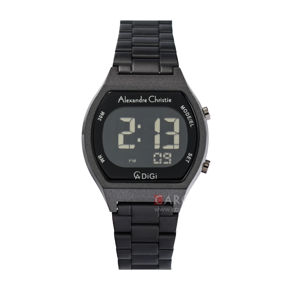 Jam Tangan Alexandre Christie AC 9384 LHBIPBA Women Digital Dial Black Stainless Steel Strap