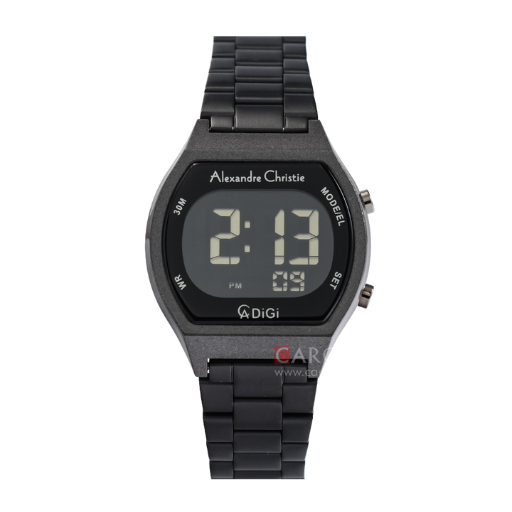 Jam Tangan Alexandre Christie AC 9384 LHBIPBA Women Digital Dial Black Stainless Steel Strap